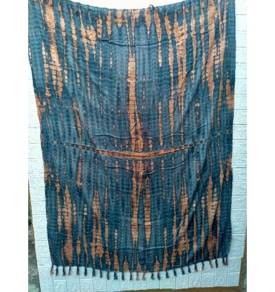 Hand Dyed Tie Dye Sarong Boho Beach Wrap With Tassel Fringe