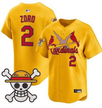 Zoro Jersey 2 St Louis Cardinals One Piece Premier Limited Stitched Gold