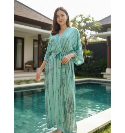 Bohemian Rayon Robe Long Duster Kimono With Belt