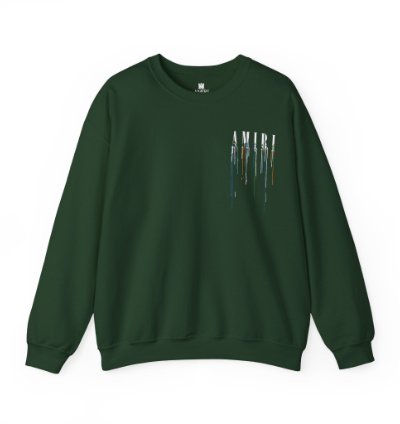 Amiri Paint Drip Forest Green Sweatshirt - Size Usa