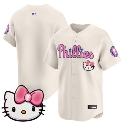 Team Jersey Blank Philadelphia Phillies Hello Kitty Stitched Cream