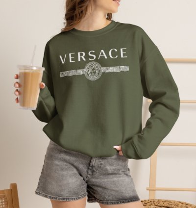 Versace Lineas Military Green Sweatshirt - Size Usa