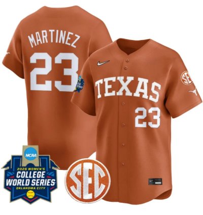 Viviana Martinez Jersey 23 Texas Softball 2026 World Series Stitched Orange