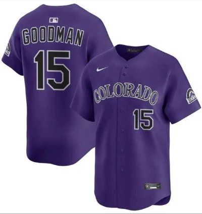 Hunter Goodman Jersey 15 Rockies Vapor Premier Limited All Stitched Purple
