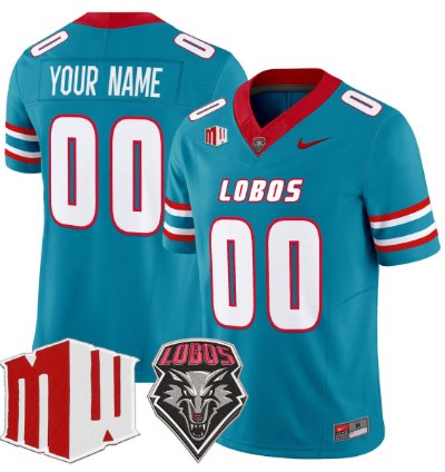 Custom New Mexico Lobos Jersey Name Number 2025 Vapor Limited Turquoise