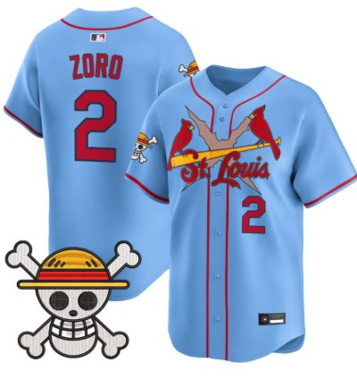 Zoro Jersey 2 St Louis Cardinals One Piece Premier Limited Stitched Blue