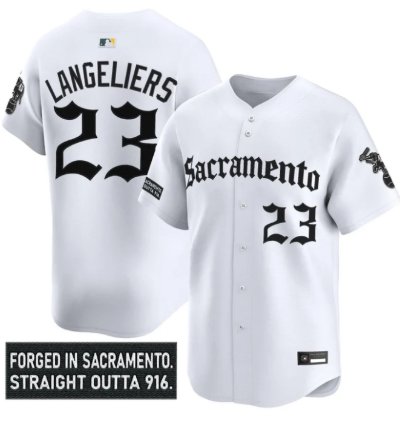 Shea Langeliers Jersey 23 Athletics Sacramento Gothic Edition Stitched White