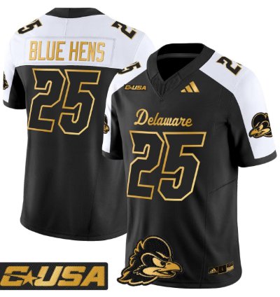 Blue Hens Jersey 25 Delaware Blue Hens 2025 Gold Vapor Stitched Alternate