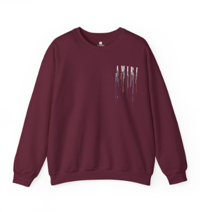 Amiri Paint Drip Maroon Sweatshirt - Size Usa