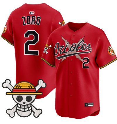 Zoro Jersey 2 Baltimore Orioles One Piece Premier Stitched Red