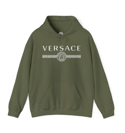Versace Lineas Military Green Hoodie - Size Usa