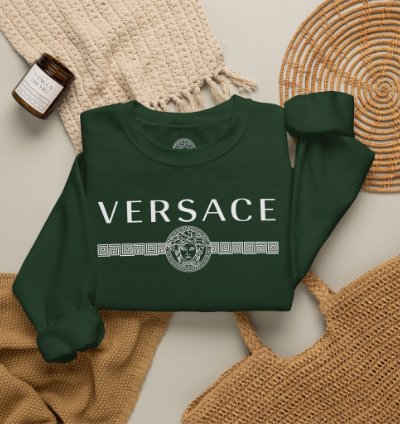 Versace Lineas Forest Green Sweatshirt - Size Usa