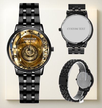 Mazda Rx8 Rotary Engine Skeleton Watch Black Stainless Steel