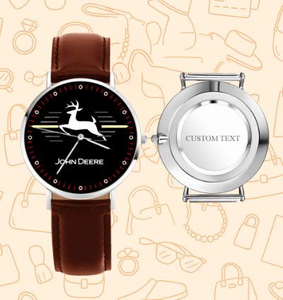 John Deere Deer Watch Brown Leather