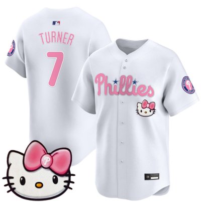 Trea Turner Jersey 7 Philadelphia Phillies Hello Kitty Stitched White