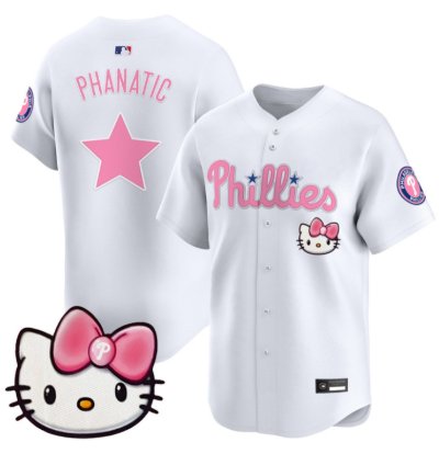 Phanatic Jersey Philadelphia Phillies Hello Kitty Stitched White