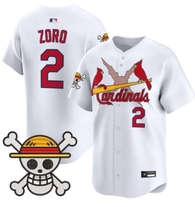 Zoro Jersey 2 St Louis Cardinals One Piece Premier Limited Stitched White