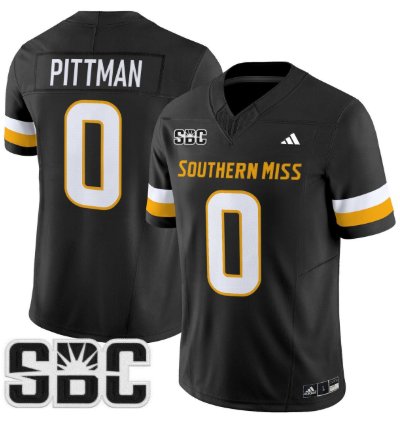 Jeffery Pittman Jersey 0 Southern Miss Golden Eagles 2025 Stitched Black