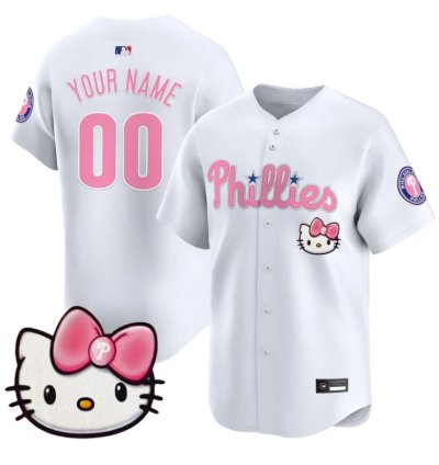 Custom Philadelphia Phillies Jersey Name Number Hello Kitty Stitched White