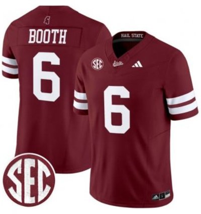 Davon Booth 6 Mississippi State Bulldogs Football Jersey Dark Mode Vapor Patch All Stitched
