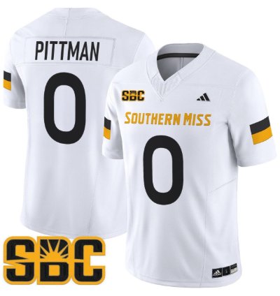 Jeffery Pittman Jersey 0 Southern Miss Golden Eagles 2025 Stitched White