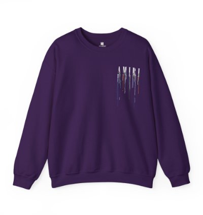 Amiri Paint Drip Purple Sweatshirt - Size Usa