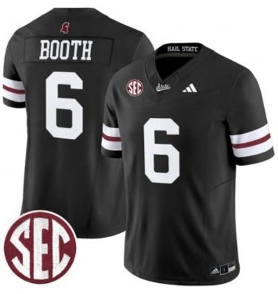 Davon Booth 6 Mississippi State Bulldogs Football Jersey Dark Mode Vapor Patch All Stitched