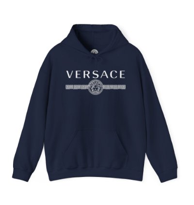 Versace Lineas Navy Hoodie - Size Usa