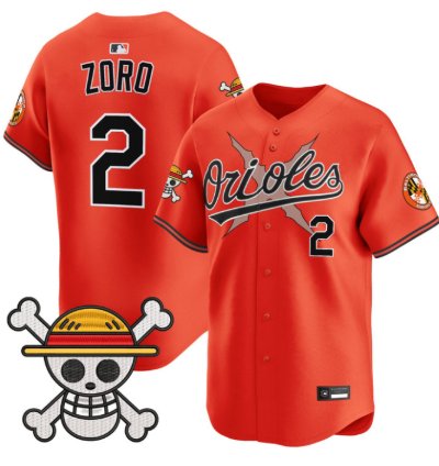 Zoro Jersey 2 Baltimore Orioles One Piece Premier Stitched Orange