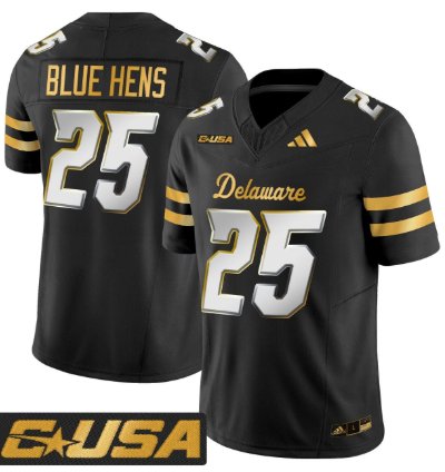 Blue Hens Jersey 25 Delaware Blue Hens 2025 Gold Vapor Stitched Black Limited