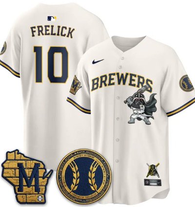 Sal Frelick 10 City Connect Baseball Jersey Milwaukee Brewers X Sw All Stitched