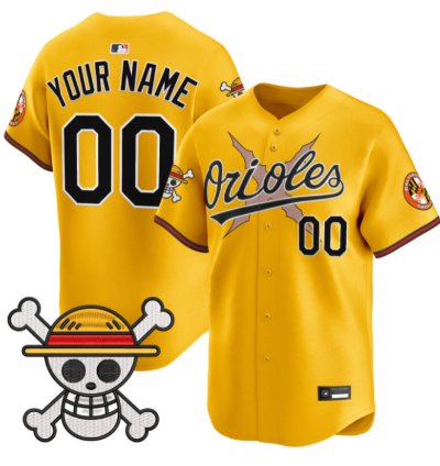 Custom Baltimore Orioles Jersey Name Number One Piece Premier Stitched Gold