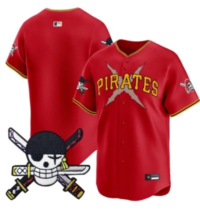 Team Jersey Blank Pittsburgh Pirates One Piece Zoro Patch Stitched Red