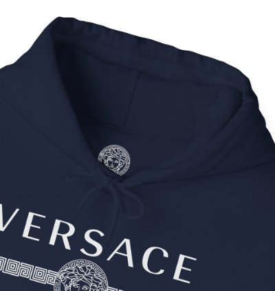 Versace Lineas Navy Hoodie - Size Usa