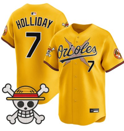 Jackson Holliday Jersey 7 Baltimore Orioles One Piece Premier Stitched Gold