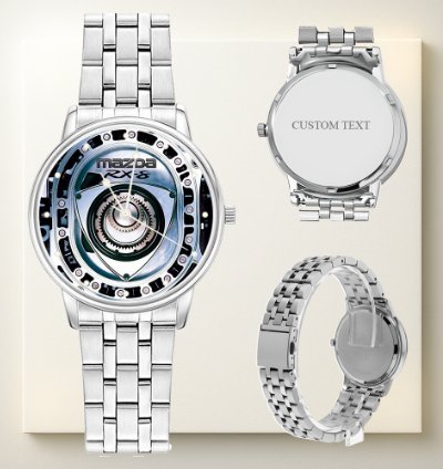 Mazda Rx-8 Rotary Engine Watch Silver Stainless Steel Car Enthusiast Gift