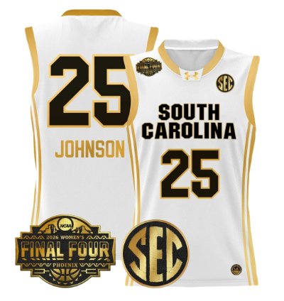 Raven Johnson Jersey 25 South Carolina 2026 Final Four Stitched White Gold