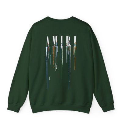 Amiri Paint Drip Forest Green Sweatshirt - Size Usa