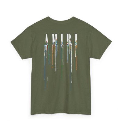 Amiri Paint Drip Military Green T-shirt - Size Usa