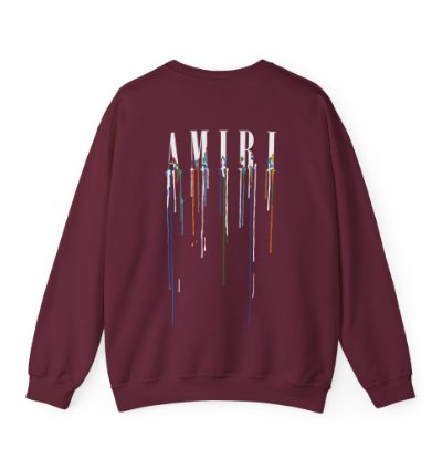 Amiri Paint Drip Maroon Sweatshirt - Size Usa