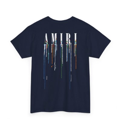 Amiri Paint Drip Navy T-shirt - Size Usa