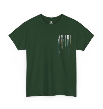 Amiri Paint Drip Forest Green T-shirt - Size Usa