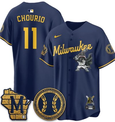 Jackson Chourio 11 City Connect Baseball Jersey Milwaukee Brewers X Sw All Stitched