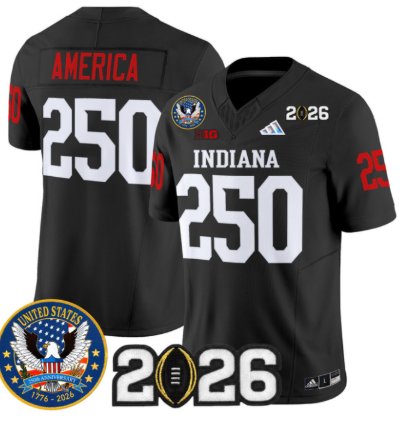 America Jersey 250 Hoosiers United States 250th Patch V2 Stitched Black