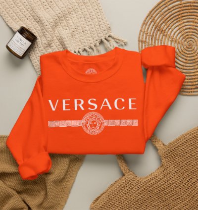 Versace Lineas Orange Sweatshirt - Size Usa