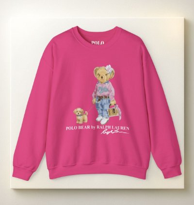 Cute Polo Bear Girl Walking Puppy Sweatshirt Heliconia