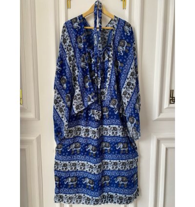 Minimalist Boho Dress Set Flowy Dress With Open Front Kimono