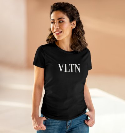 Valentino Vltn Logo Print Black Women Tee