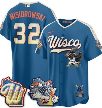 Jacob Misiorowski 32 City Connect Baseball Jersey Milwaukee Brewers X Sw All Stitched