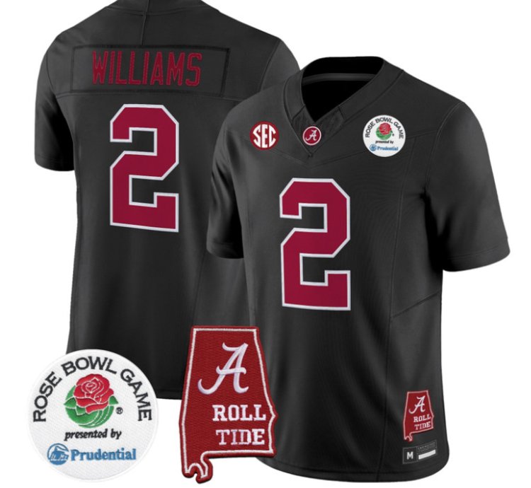 Ryan Williams Jersey 2 Alabama Crimson Tide 2026 Rose Bowl Stitched Black